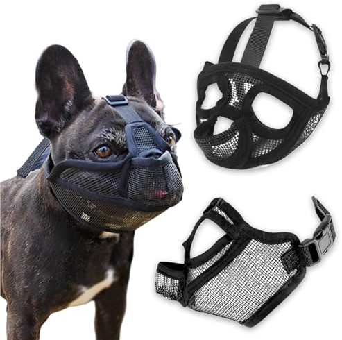 fKiZanthene Maulkorb Für Kurze Schnauze Schwarz Atmungsaktive Hundemaske Mit Großem Augenbereich Für Zuhause Tierarzt Und Unterwegs Giftköderschutz Hund Für Maulkorb Kleine Hunde Und Mittlere