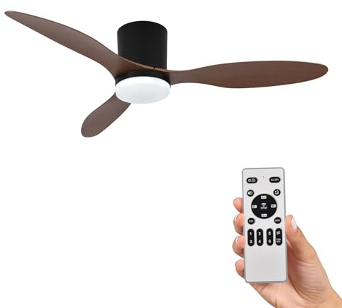 Ventilador de Techo con Luz y Mando a Distancia 106cm (42), Motor DC Silencioso, 3 Aspas de ABS Efecto Nogal, Luz LED Regulable, Bajo Consumo para Dormitorio y Salón(Nogal)