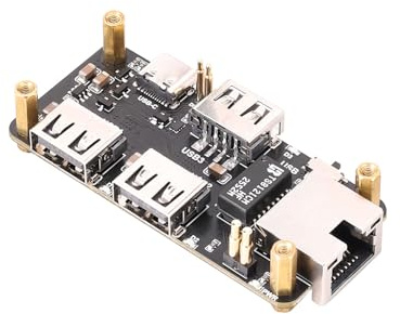 USB Hub Ethernet HAT for Raspberry Pi Zero, 3-Port USB 2.0 Hub + RJ45 10/100M Ethernet Adapter, Type-C Power/USB Upstream Switchable, Compact Expansion Board with Status LEDs