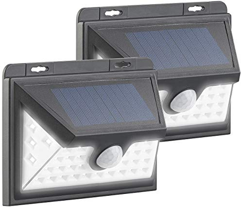 Luminea Solarleuchte außen: 2er-Set Solar-LED-Wandleuchten, Bewegungs-Sensor, Akku, 350 lm, 7,2 W (Bewegungsmelder mit Licht, LED-Nachtlicht Solar, Garten)