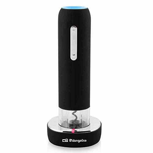 Orbegozo CU 4100 – Sacacorchos eléctrico, pulsador de doble sentido, corta cápsulas, piloto luminoso de carga, base cargador