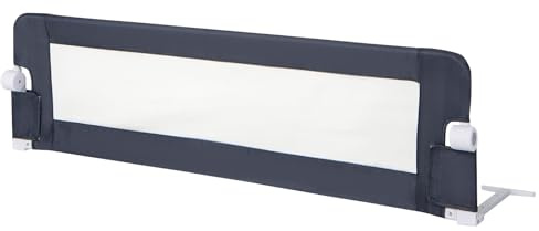 COSTWAY Riel de Cama Plegable Barandilla para la Cama Protección para Bebé Barrera de Cama para Cama Individual/Cama Matrimonial (150x42cm, Gris)