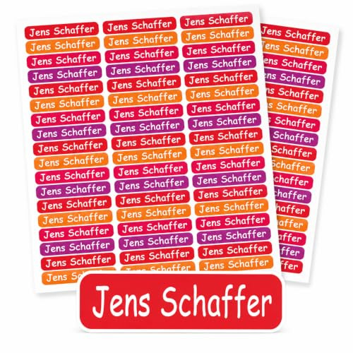 INDIGOS UG - Namensaufkleber Kinder Schule - 270 Namensschilder selbstklebend Mini - rot - 40x6mm - Aufkleber selbst gestalten - personalisiert mit Wunschtext - für Kindergarten, Sport