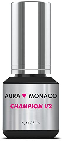 AURA Monaco | Champion V2 Wimpernkleber – Professioneller Wimpernkleber für 1:1- und Volumentechnik – Trocknungszeit 1–2 Sekunden, geringe Dampfentwicklung, 5 ml, langanhaltend bis zu 7–8 Wochen