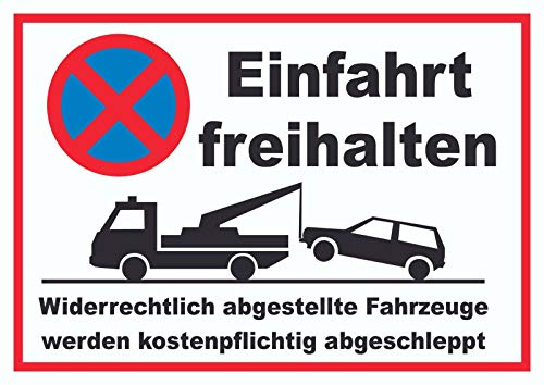 HB-Druck Parken verboten Einfahrt freihalten Schild A5 Rückseite selbstklebend