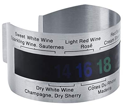 Tyenaza Termómetro vino, Termómetro LCD de vino Acero Inoxidable, Botella Cerveza Vinos rojos Pulsera Sensor de temperatura Sensor de pulsera de temperatura para cerveza Elaboración casera