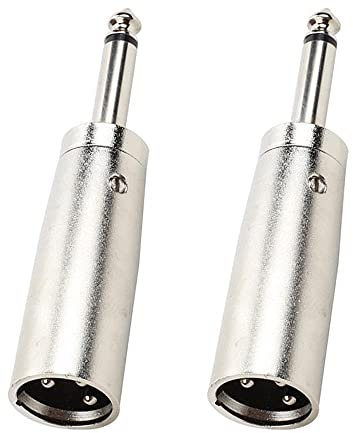 NA 2 Pcs 3 Pins XLR to 1/4Inch Adapters XLR Male Socket to 6.35mm Male Jack Mono Plugs Conversion Connectors Microphone Accessories