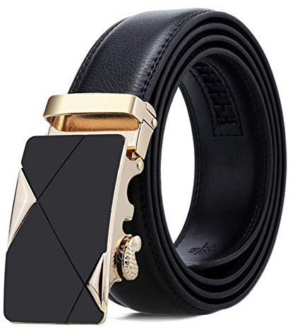 Cintura da uomo, in vera pelle, con fibbia automatica, Jinsanjiao,