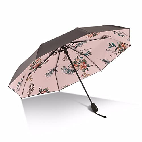 Camellia Automatisch Öffnen Reise Sonnenschirm, UPF 50+, UV-Schutz, Faltschirm, regenbeständig, leicht Sonnenschirm, rose