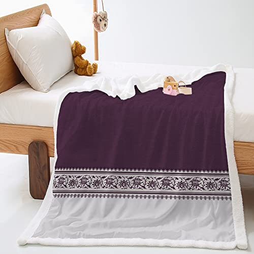 Highdi Wohndecke Kuscheldecke Chinesische Einfarbig Dicke Zweiseitige Flauschige Decke Weiche Warm Fleecedecke als Sofaüberwurf Tagesdecke oder Wohnzimmerdecke (130x150cm,Veilchen)
