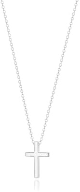 Zeffy Cross Necklace for Women 18k Silver Plated Tiny Cross Pendant Necklace for Women Simple Layered Cross Necklaces