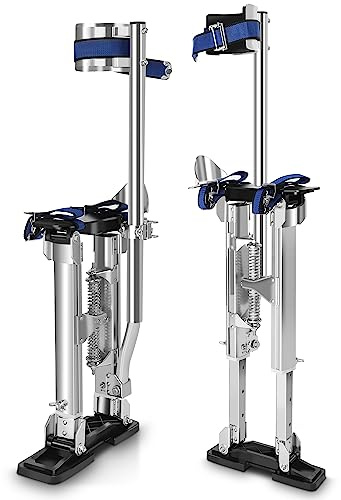 Drywall Stilts, 15-23 Stilts for Adults Adjustable Heights Aluminum Work Stilts with Protective Knee Pads for Sheetrock Drop Ceiling Painting Painter Exterior Wall Painting and High Shrub Trimming