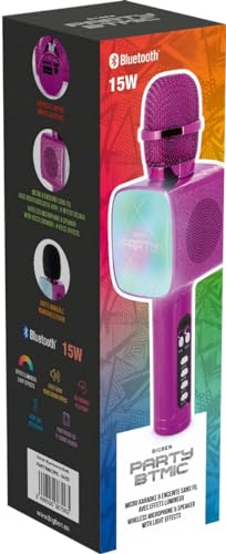 Bigben Micrófono Karaoke con efectos luminosos y modificador de voz - Rosa