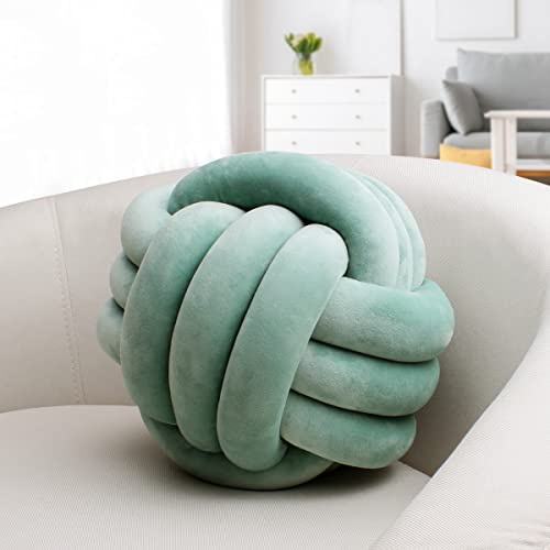 IIQI Knotenkissen, Mehrere Größen Knotenkissenball weiches handgewebtes Sofakissen, verwendet für Wohndekoration (Matcha grün 88,21.8 Zentimeter)