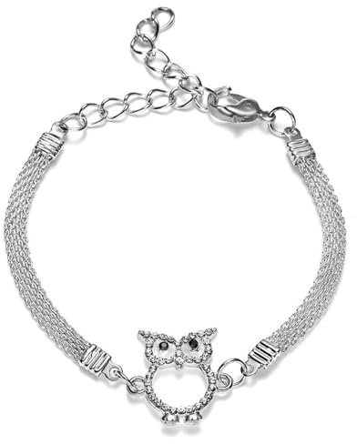 Wendalern Silbernes Eulenarmband Cubic Zirkonia Eulenarmband Cz Glänzend Diamant Eule Tierarmband Schmuck Für Frauen Mädchen