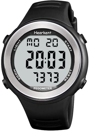 Hearkent Wasserdichte Schrittzähler-Uhr für ältere Menschen, ohne Bluetooth, ohne App, Uhr mit Schrittzähler (schwarz)