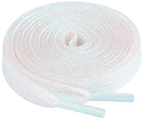 Anopo 2 Paia Lacci Glitter Piatti Larghezza 10 mm Lunghezza 100cm-160cm | Lacci di Ricambio per Scarpe Sportive