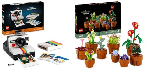 LEGO Ideas Fotocamera Polaroid OneStep SX-70 Kit Vintage per Adulti & Icons Piantine, Set Collezione Botanica con Fiori Artificiali in Vaso