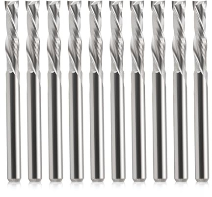 EU_HOZLY 3.175x15mm UP & DOWN Schneiden Sie zwei Flöten Spiral Hartmetallwerk Werkzeugschneider für CNC Router Kompression Holz Bits Packung mit 10
