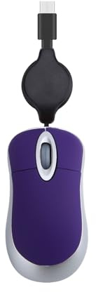 Souris Filaire USB C Rétractable pour Ordinateurs Portables et PC de Bureau - Optique de Voyage