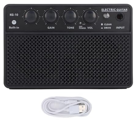 E-Gitarren-Verstärker-Set, Mini-wiederaufladbarer Gitarren-Übungsverstärker, 10 W, Plug-and-Play für das Tägliche Üben