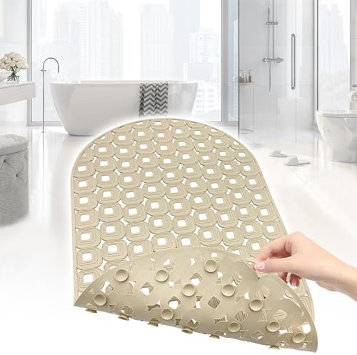 Badewannenmatte rutschfest 40x70cm, Antirutschmatte Badewanne BPA frei für Kinder und Babys, Antirutschmatte für Badewanne mit Saugnäpfe, Duschmatte rutschfest mit Abflusslöchern (Beige)