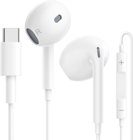 Auriculares USB C, Hi-Fi Estéreo Auriculares In Ear Con Micrófono y Control de Volumen para iPhone 15 Plus Pro Max, Samsung Galaxy S24 Plus Ultra S23 Ultra S22