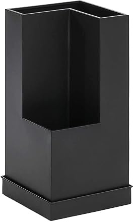 NTIYOU Umbrella Stand Creative Home Umbrella Stand Doorway Double Bucket Umbrella Rack Hotel Restaurant Supermarket Umbrella Drain Holder Shelf Bucket(Black)
