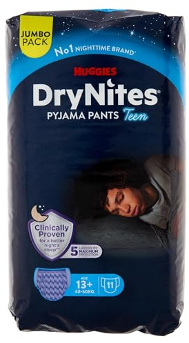 Huggies Drynites blöjor, storlek XL, 13–19 år (48–60 kg), absorberande babytrosor, 11 stycken