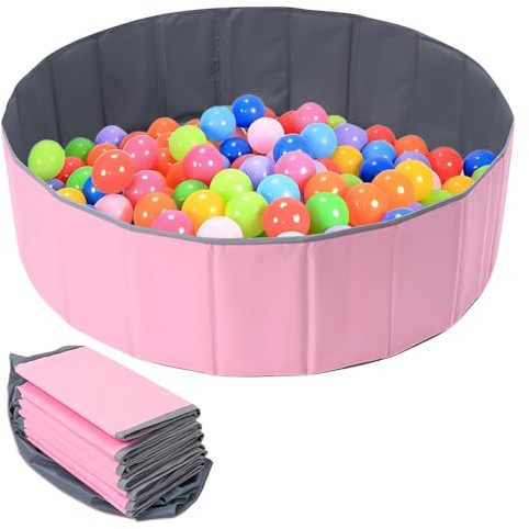 Hojalis Ball Pit, Portable Ocean Ball Pool, Round Ball Pit for Pet Cats Dogs Indoor Outdoor (Pink, 80cm)