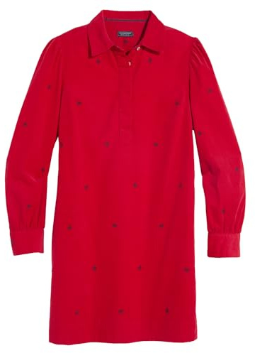 vineyard vines Women's Embroidered Cord Popover Dress, Red Velvet