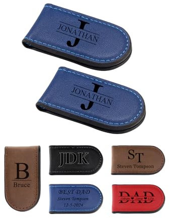 JSDDE 2er Personalisiert Lesezeichen mit Text Gravur, Magnetisch Lesezeichen mit Namen/Text/Logo, Geldklammer, Personalisiert Geschenk zum Geburtstag Abschluss Abitur Einschulung (Blau)
