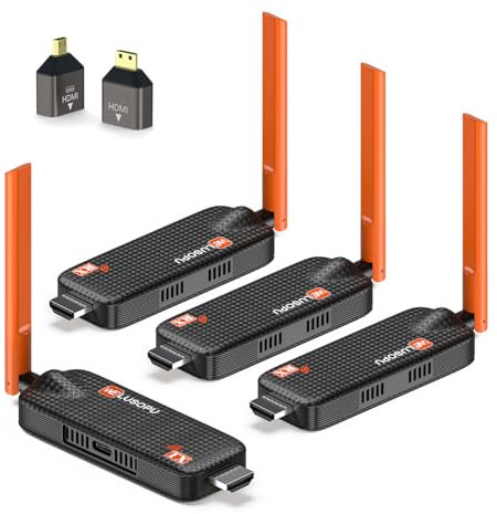 Wireless HDMI Transmitter and 3 Receivers, Support Up to 6 Receivers, 5.8G WELUSOPU HDMI Wireless Extender Casting Content for PC Laptop Camera Cable Box to Multiple TVs Monitors Projectors -165FT