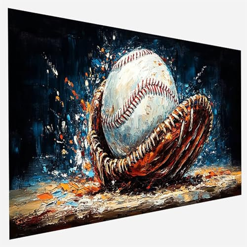 Baseballhandschuhe Malen Nach Zahlen Erwachsene, Malen Nach Zahlen DIY Handgemalt Ölgemälde Kit für Anfänger Erwachsene, Paint by Numbers Basteln mit Pinseln Home Wand Dekor 100x200cm Baseball 6-R-J