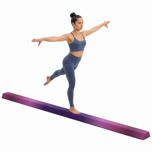 SPORTNOW 2,3 m faltbarer Gymnastikbalken, Boden-Balken für Kinder mit rutschfester Unterseite, Gymnastikausrüstung für Zuhause, Fitnessstudio, Training, Übung, Lila und Rosa