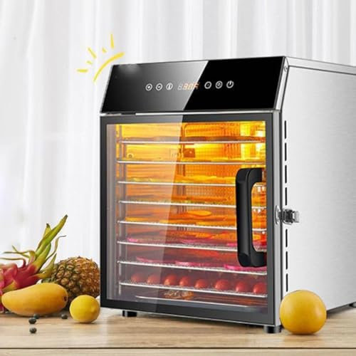 OZMDXKJ DéShydrateur Alimentaire, DéShydrateur De Viande SéChéE en Acier Inoxydable à 8 Plateaux, SéChoir Alimentaire 400 W avec Minuterie Et TempéRature RéGlables, Recettes Incluses pour La Viande