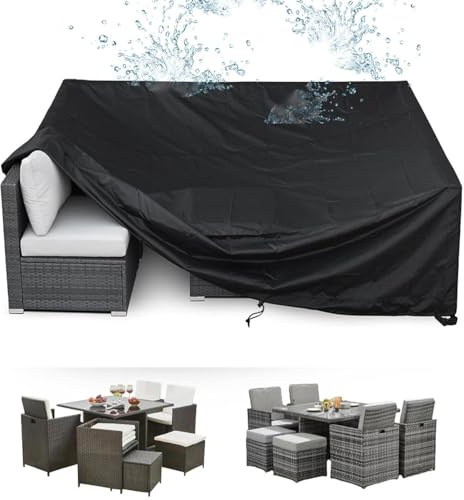 AEXOIO Gartenmöbel Abdeckung Wasserdicht,Abdeckplane Gartenmöbel Winddicht 230x175x75cm/LxWxH 600D Oxford Schutzhülle Anti-UV für Gartentische Terrassenmöbel Outdoor-Tisch Rechteckig Schwarz