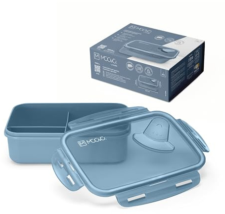 Nuvita 4431 Lunch Box 1500ml – 3 Scomparti Fissi, Coperchio Ermetico, Adatto a Microonde e Lavastoviglie – Ideale per Pappa, Snack o Pranzo – Senza BPA – 6+ Mesi - Powder Blue