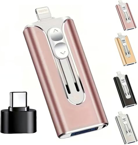Flash-enhet, 4-i-1 USB-minne för mobiltelefoner och datorer, 32-256 GB, Micro USB + 8-stifts + USB 3.0-gränssnitt, typ-C-adapter, kompatibel med mobiltelefoner, datorer och andra enheter