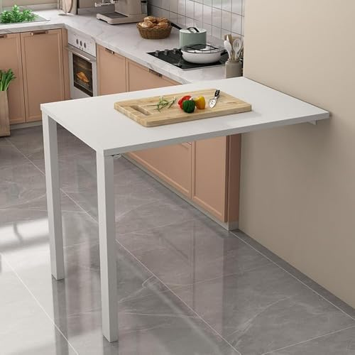 Scrivania compatta da parete per piccoli spazi, tavolo da pranzo pieghevole e spazio di lavoro a scomparsa, tavolo da parete in legno per cucina e ufficio. Dimensioni: 80 x 30 cm, colore: bianco