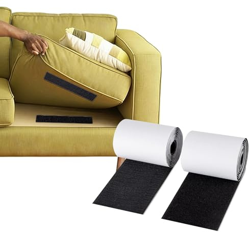 ilauke 15Mx10cm Hook and Loop Tape Adhesive, Non Slip Couch Cushions Pad, Rolled Self-Adhesive Couch Cushion Gripper for Use in the Home, Office, on Fixed Carpets, Sofa Cushions, DIY Crafts