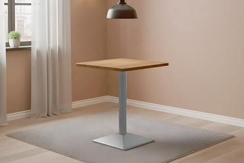SAM Bistrotisch Emile, 50x50 cm eckig, Akazie Natur, silbernes Gestell