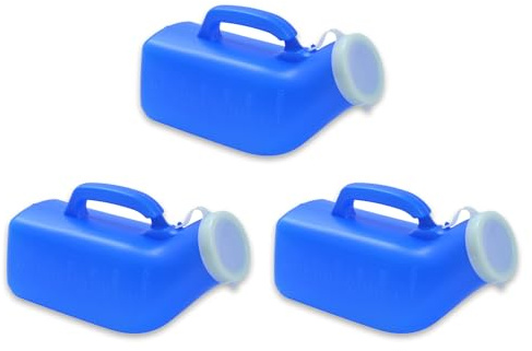 Male Urinal Bottle, 1200ml, Urinals for Men, Secure Cap, Measuring Scale, Easy Grip Handle, Male Portable Travel Pee Bottles, Pack of 3