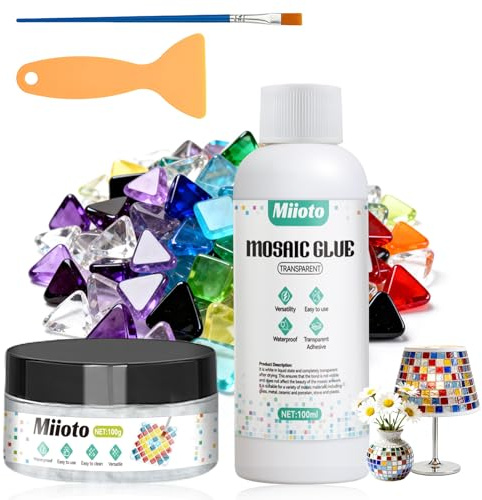 Mosaik Fugenmasse Weiß, Mosaic Crystal Grout 100g + Mosaikkleber 100 ml | Mosaikkleber und Fugenmasse für Dekosteine, Heimwerkerarbeiten usw Verwendet, für Alle Untergründe Geeignet