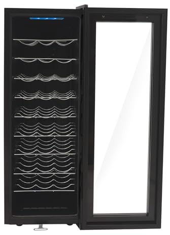 SuhoFutus Weinkühlschrank 76L für 30 Flaschen mit Temperaturregelung 12-18°C, LED-Display, doppelte Luftkühlung, gehärtete Glastür, 9 Wellenregale, Modernes Design für Küche, Büro und Wohnzimmer