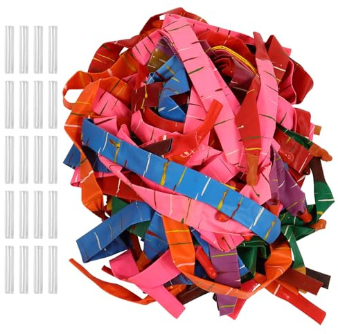 FRCOLOR Lange Raketen Latexballons mit Pfeifgeräusch 100 Stück Bunte Party Dekoration für Geburtstag Jubiläum und Gartenfeier