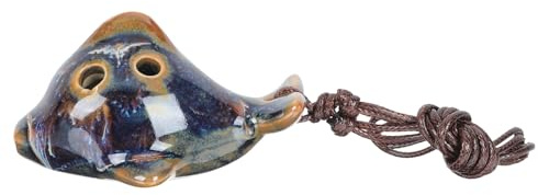 Keramische 6-loch Okarina in Blau für Anfänger und Kinder | Ac Stimmung, Glatte Oberfläche ohne Grat, Gleichmäßiger Klang, Fischform, Übungsinstrument für Blasinstrumente