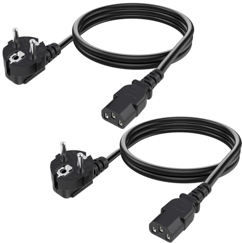 2PCS Câble d'alimentation 1.5M, Cable Alimentation PC, C13, 10A 250V, Prise 3 Broches, Cordon Secteur Standard, Compatible PC Imprimante Moniteur Télévision Equipement DJ Maison Bureau
