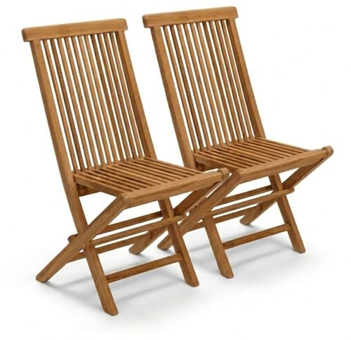 SAM 2er Set Premium Klappstuhl Menorca, Teakholz massiv lackiert | Balkonstühle, klappbarer Gartenstuhl ohne Armlehnen bis 150 kg, wetterfest für Garten Terrasse Balkon Outdoor, Unikat