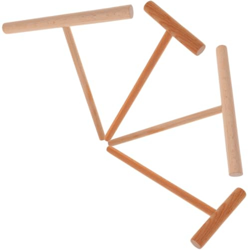 Kit de Tartineurs à Crêpes en Bois 4 Pièces pour Préparation Manuelle | Lot de 4, Usage Maison et Professionnel, Manipulation Sûre, sans Blesser les Mains